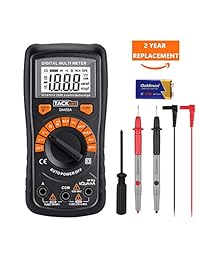 Tacklife DM02A. Multímetro digital clásico, 2000 mediciones de voltaje con ajuste automático y detección de desconexión, multímetro con retroiluminación LCD volt amp ohm diodo y pruebas continuas