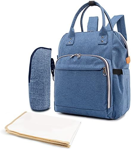 Diaper Bag Backpack nappy Travel bags mommy Multi-Function Waterproof Fashion handbag for Baby Care, Large Capacity, Stylish and Durable, Mom Bag (Blue)