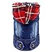 SILD Pet Clothes Dog Jeans Jacket Cool Blue Denim Coat Small Medium Dogs Lapel Vests Classic Hoodies Puppy Blue Vintage Washed Clothes (Plaid Hat,M)