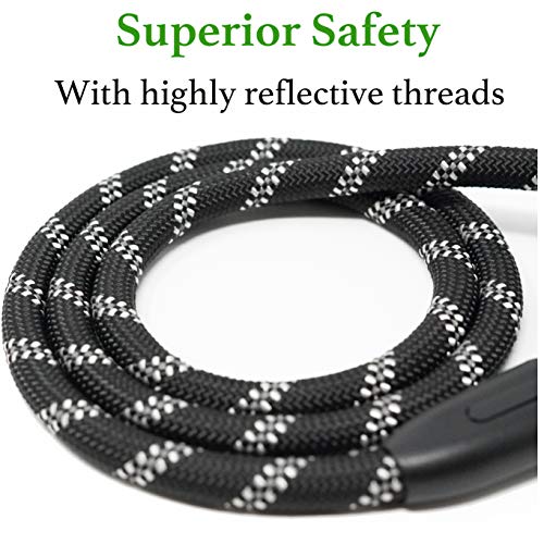 iYoShop Dog Leash Pet Training Leashes Quality Thick Nylon Soft Handle and Light Weight Pet Lead for Small Medium Large Dogs, Black, Small Medium (5 FT)