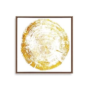 Framed Golden Abstract Annual Rings Home Artwork for...