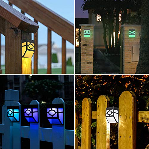 Otdair Solar Deck Lights, 2 Modes Night Lights Wall Mount Fence Post Lights LED Wall Light for Garden, Landscape, Decoration, Pathway, Patio, Fence, Deck, Yard, White/Color Changing, 8 Pack