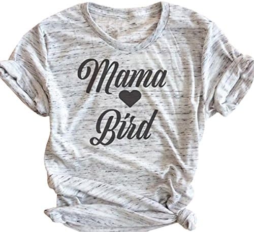 Amazing Speed Womens Funny T Shirt Mama Bird Casual Short Sleeve Tee Tops for Mom (S, Gray)