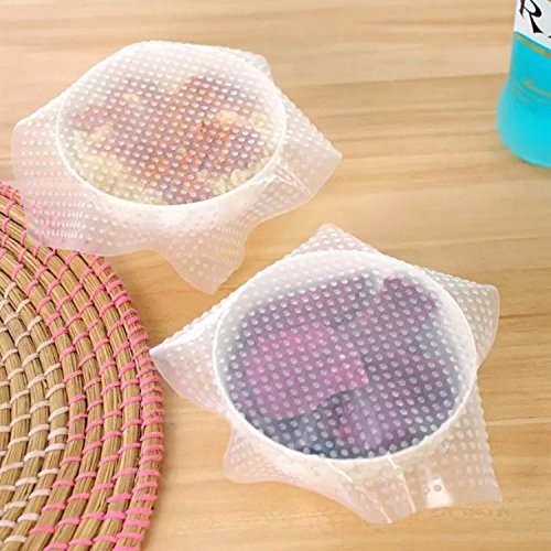 Food Saver! Reusable Stretchy Silicone lids，Reusable food wrap, Durable and Expandable to Fit Various Sizes and Shapes of Containers,Dishwasher and Freezer Safe Pack of 4 - Thumbnail 6
