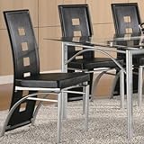 Coaster Rectangular Dining Table with Glass Top Metal Legs, Silver Finish (Misc.)