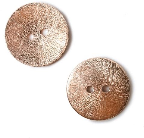 20mm Rose Gold Round Button Brushed 6 Pcs