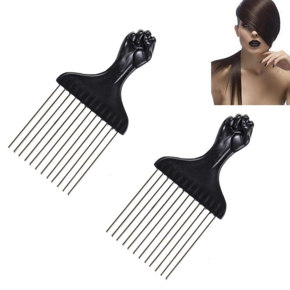 Afro Hair Comb Insert Hair Curly Brush Fork Plastic Hair Pick Comb Anti Detangling Anti-static Salon Hairstyling Tool - 2PCS