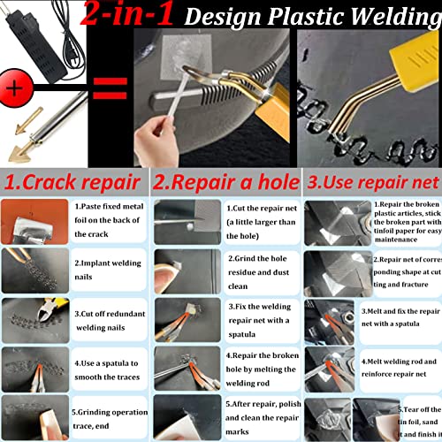 220W Plastic Welding Machine 2-in-1 Car Plastic Repair Set with 800 Pieces Welding Nail & 64 Pieces 8 Types Welding Rods, Welding Car Repair Kit for Car Bumpers