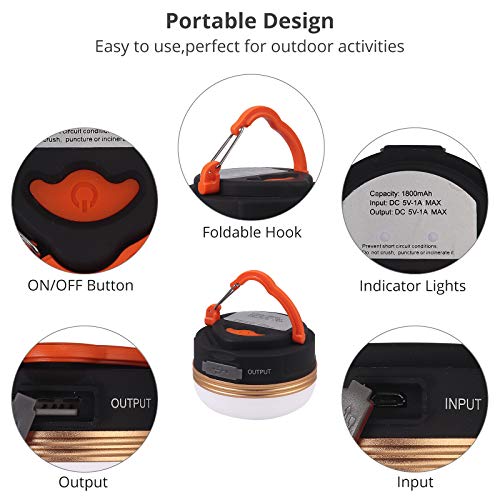 COLFULINE Campinglamp, led, USB-oplaadbaar, mini-magneet, tentlamp, campinglamp, 4 modi, SOS, waterdicht, draagbaar… - Image 4