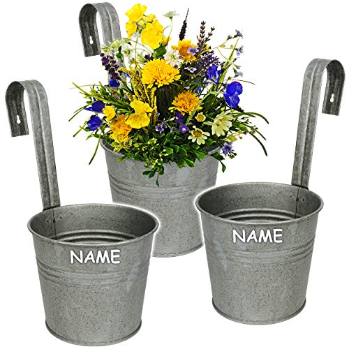 alles-meine.de GmbH 5 Stück Hänge - Blumentöpfe/Hängetöpfe/Pflanzschale - Metall - Ø 17 cm - metallic grau/anthrazit… – Bild 4