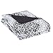 Comfort Spaces Coco 2 Piece Quilt Coverlet Bedspread Ultra Soft Printed Damask Pattern Hypoallergenic Bedding Set, Twin/Twin XL, Black