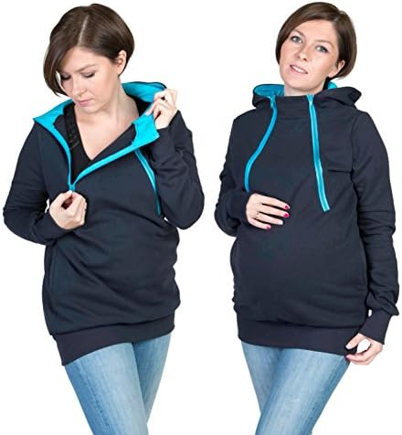 4 in 1 Maternity Pregnancy Sweatshirt Multifunctional Nursing Breastfeeding Kangaroo HOODIE/jumper for MOMS and BABY (S - US6)