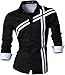 jeansian Men's Slim Fit Long Sleeves Casual Shirts Z006 Black M