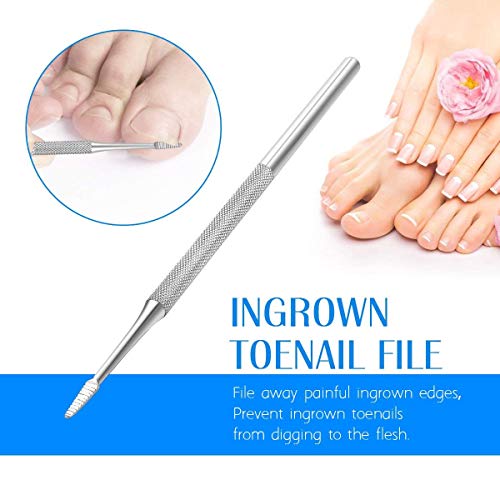 Ingrown Toenail File and Spoon Nail Cleaner Set Stainless Steel Toe Cleaner Tool for Salon Home Use Nail Lifter Double Side Manicure Nail File Kit Foot Care