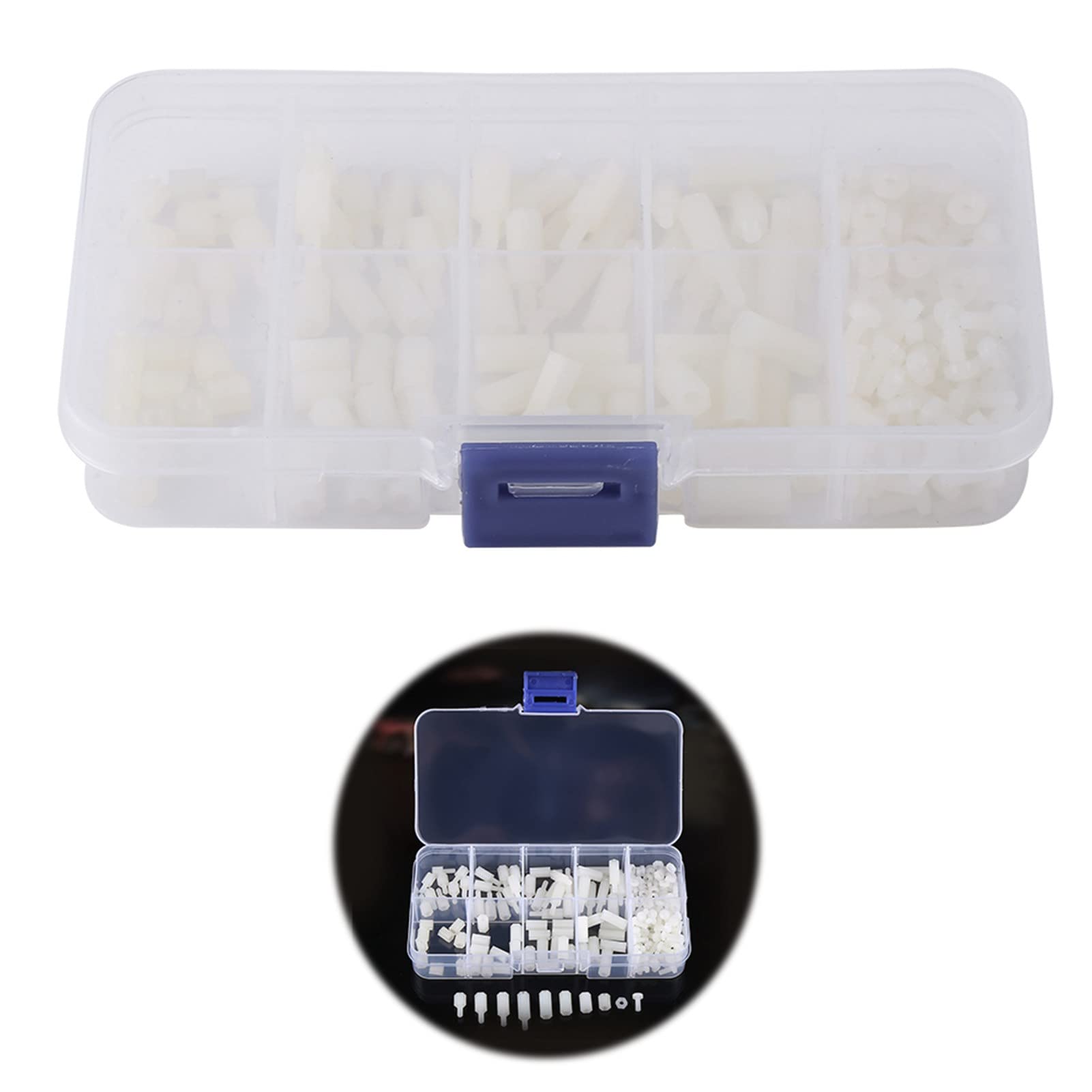 M2.5 Standoff, M2.5 Standoff, 200Pcs M2.5 Male to Female and Female to Female White Nylon Hex PCB Standoff Screws Nuts Assortment Set with, Spacers