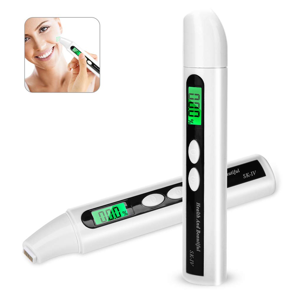 Skin Moisture Tester, Precision Face Skin Sensor Water Oil Analyzer Fluorescence Tester with Digital LCD Display for House and Beauty Salon Face Care