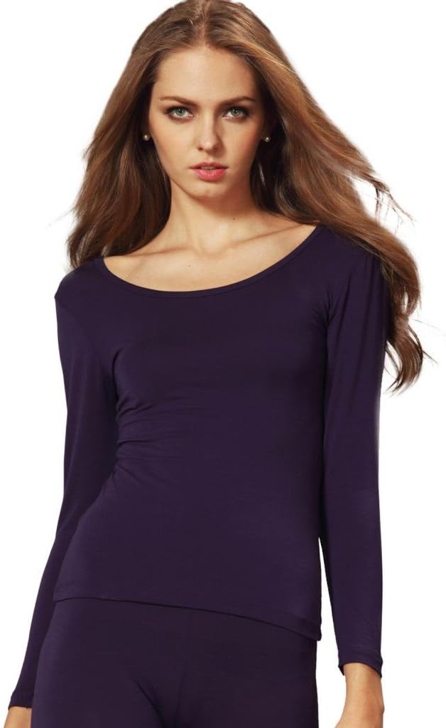 Liang Rou Women's Scoop Neck Long Sleeve Ultrathin Modal Thermal Underwear Shirt/Top