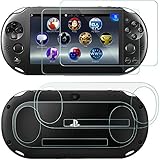 AFUNTA Screen Protectors Compatible Sony Playstation Vita 2000 with Back Covers, 2 Pack (4 Pcs) Tempered Glass for Front Screen and HD Clear PET Film Compatible The Back, PS Vita PSV 2000
