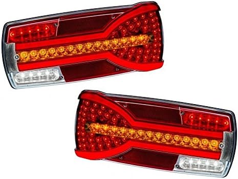 Set of 2 LED NEON REAR TAIL COMBINATION LIGHTS DYNAMIC INDICATOR for truck trailer motorhome bus van