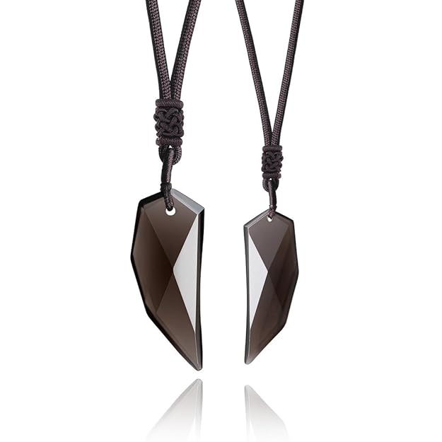 COAI Unisex/Partner Spitzer Anhänger aus EIS-Obsidian Amulett Halskette