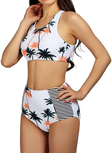 Women's High Waist Bikini Set 2 Piece Padding Swimsuit Cute Print CoconutXLarge