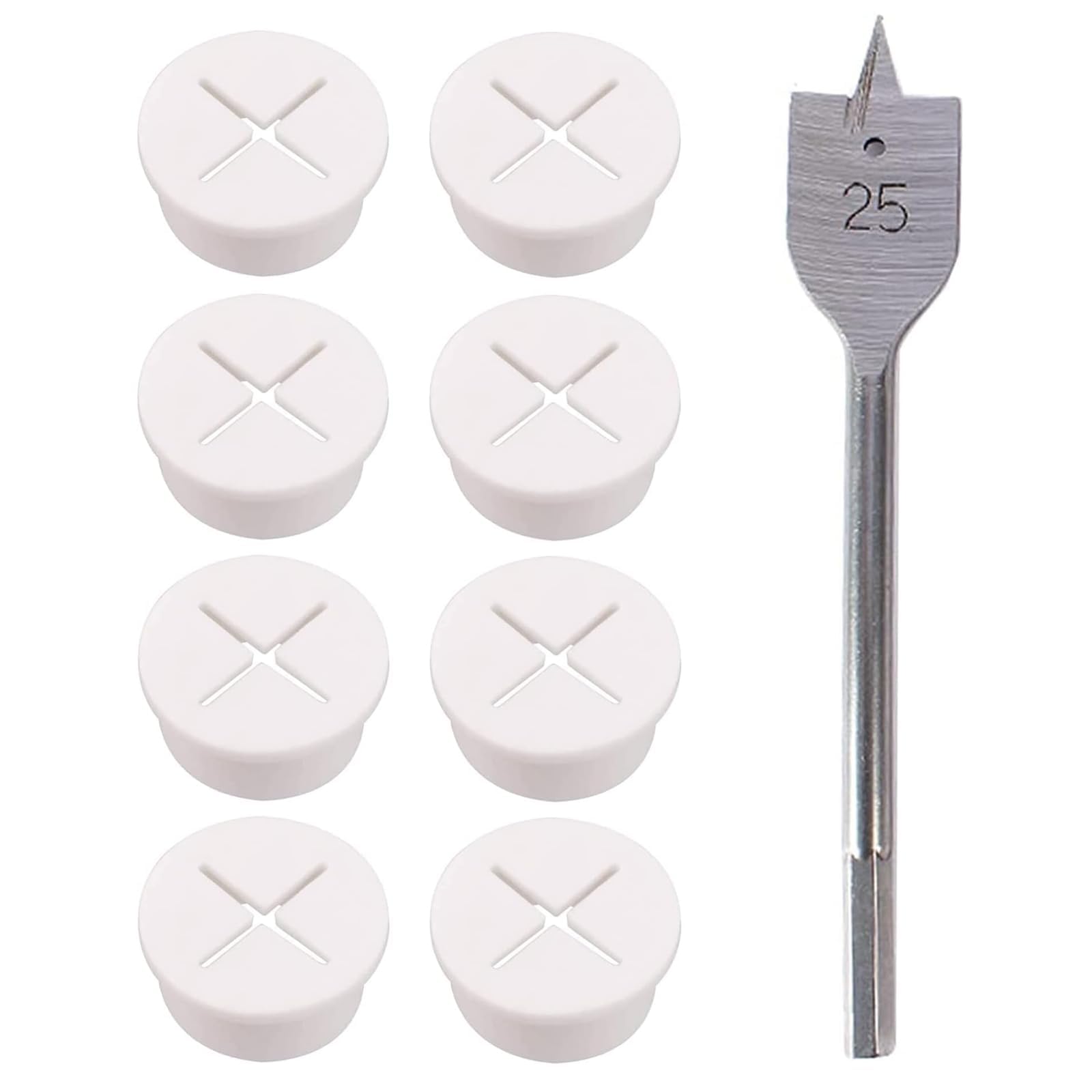 Flexible Silicone Cable Grommet 8 Pieces Cable Guide with 25 mm Drill Rubber Desk Hole Cover Cable Feed-Through 20 mm White Cable Guide for Office Home Accessories Workplace