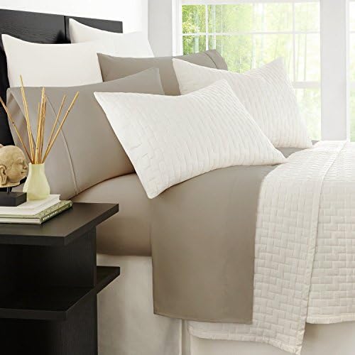 Zen Home Luxury Bed Sheets - 1500 Series Brushed Microfiber w/ Bamboo Blend Treatment Sheet Set - Eco-friendly, Hypoallergenic and Wrinkle Resistant - 4-Piece - California King - Taupe