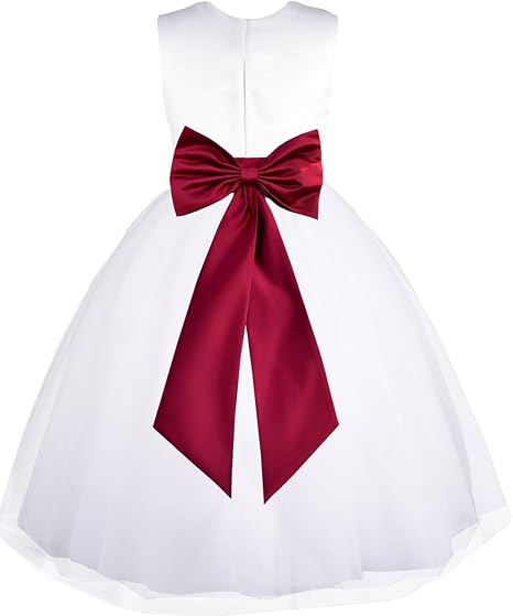maroon and white flower girl dresses