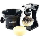 4in1 Shaving Set, Anbbas Silvertip Badger Shaving Brush Black Resin &amp; Alloy Handle and 100g Shaving Soap Goat Milk,Acrylic Broken-resistant Shaving Stand,Dia 4" Resin Shaving Mug Kit for Men Wet Shave