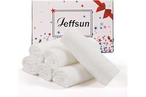 JEFFSUN Baby Washcloths 6 Pack, 10x10 inch Heavenly Soft Small White Wash Cloths for Face and Body, Gentle & Safe Face Towel on Sensitive Skin, Baby Essentials Bath Shower Gifts for Newborn Kid Toddler Child