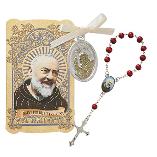 Gifts by Lulee, LLC San Padre Pio de Pietrelcina Folleto de Oracion con Medalla en Dos Tonos Y Coronilla Con Aroma de Rosas Bendecido por Su Santidad Francisco
