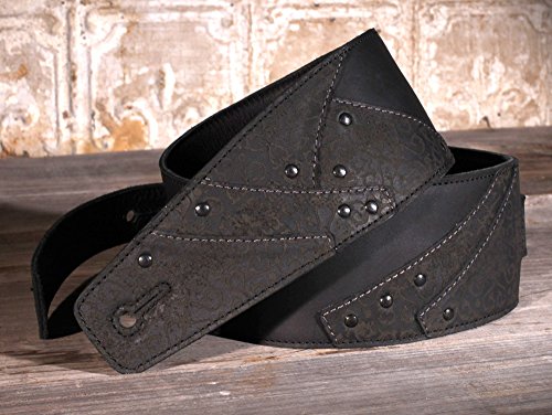 Anthology Gear Overland Premium Leather Guitar Strap - Carbon Black Color