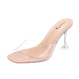 vivianly Womens Clear Heels Sandals Transparent
