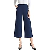 Tsful Wide Leg Pants for Women Trousers High Waisted Dress Pants Business Casual Summer Capris Stretch Pull On Work Slacks