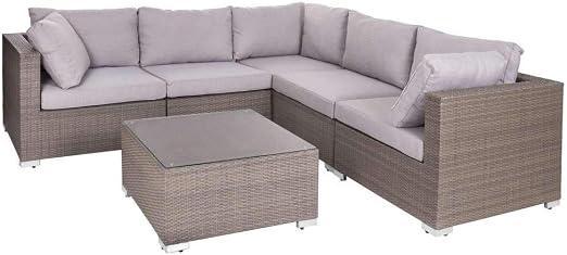 Lynco Salon Bas Marlene Rotin Pe Taupe 248 X 248 X 66 Cm Amazon