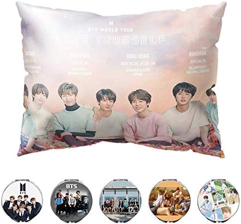 YEeyuTrwd BTS Love Yourself 結 Answer Kpop BTS Pillow Case BTS Bangtan Boys Double-Sided Love Yourself Pillow Cover and A Makeup Mirror with Random Colors(W05)