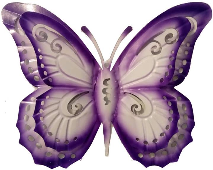 Metal Bilayer Butterfly Fence Hanger Wall Art Yard Outdoor Lawn Garden Decor