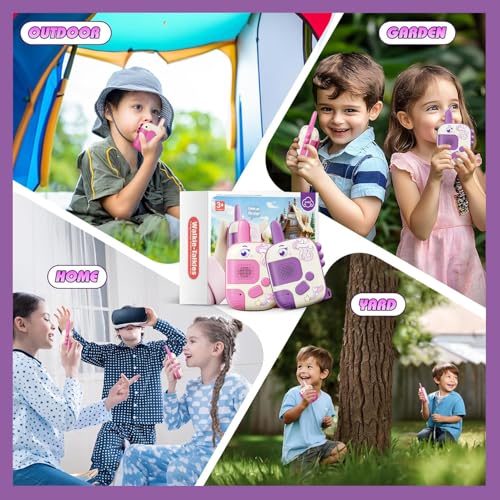 2PCS Walkie Talkie for Kids, Outdoor Adventure Toys with 1000ft Range, Compact & Durable, Ideal Gifts for 4-9 Year Old Girls (A)