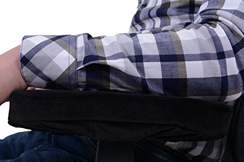 Comforfeel Memory Foam Office Chair Arm Covers- Comfortable Elbow Pillow- Chair Arm Rest Computer Pads(2 Piece Set) (BLACK)