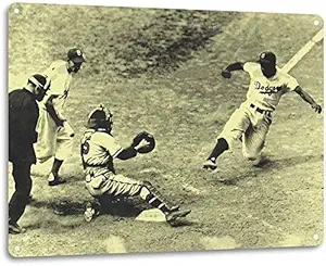 Wallors Bar Garage Room Wine Cellar Wall Decor Jackie Robinson Sliding Baseball Store Card A451 Tin Signs Metal Sign 12