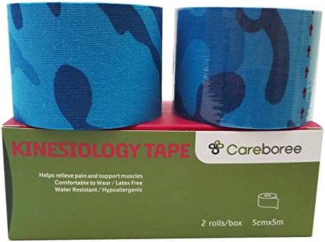 Careboree Kinesiology Tapes,Therapeutic Sport Tape,Pain Relief, Muscle Support for Knee, Shoulder &amp; Ankle; Breathable ,Water Resistant &amp; Adhesive; Uncut Roll; 2 Rolls x 16ft