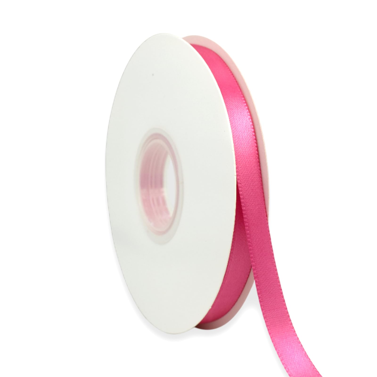 Photo 1 of Hot Pink Ribbon 3/8 Inch x 50 Yards Satin Ribbon Continuous, Single Face, for Crafts, Gift Wrapping, Floral Bouquet, Weddings, and Decorations, with Spool