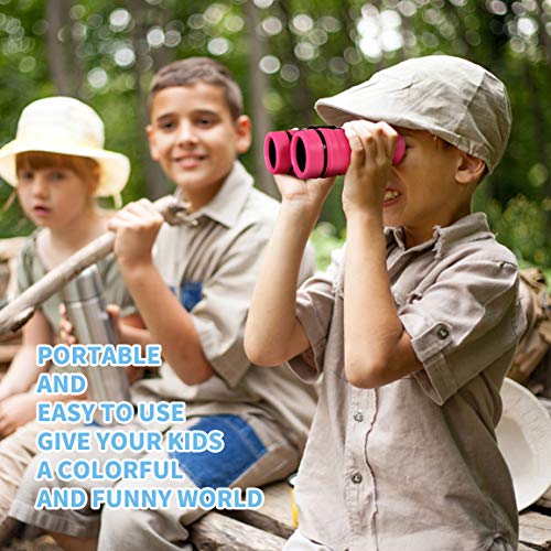 Kid Binoculars for Boys Girls,Refasy Children Outdoor Toy for 3-10 Year Old Girl Boys Best Gifts for Bird Watching 4 5 6 7 8 Year Old Small Pocket Binoculars Compact Opera Glasses for Girls Toys Pink