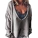 Mlide Womens Sweater, Long Sleeve Deek V-Neck Solid Color Loose Coat,Gray,Mthumb 1