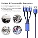 Multi USB Cable, USB to Lightning/Micro/USB C 3 in 1 Braided Charging Cable for iPhone X/8 Plus/7 Plus/iPad/MacBook/Galaxy S8 Plus Note 8/Lg V20(Blue)