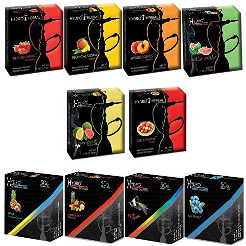Hydro Herbal, Hookah Shisha Flavors Set, 10 50g Flavor Packs, Fruit