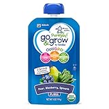 Go & Grow by Similac Fruit and Veggie Pouches with OptiGRO, Pear, Blueberry, Spinach Puree, For 6+ Months, Organic Baby Food, 4 ounces, Pack of 12