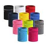 HOTER Sports Thick Solid Color Wristband with Zipper / Wrist Wallet, 1PC/2PCS PACK