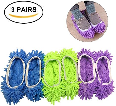 Dust Mop Slippers Shoes Cover, Multifunctional Washable Microfiber Dust Mop Shoes Socks for Floor, Kitchen, House Cleaning for Women and Kids (3 Pairs)