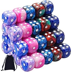 AUSTOR 50 Pieces Dice Set 6 Sided Game Dice 5 Two